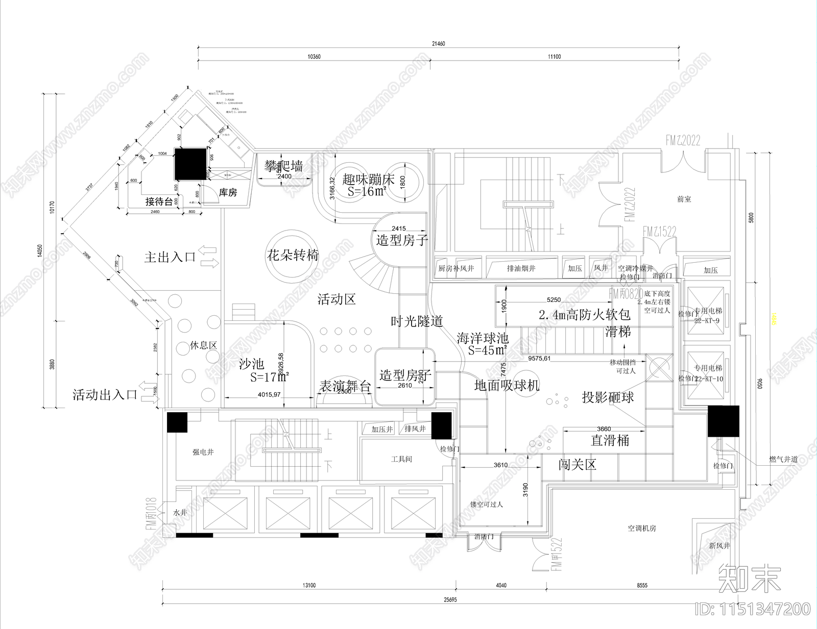 儿童室内游乐场cad施工图下载【ID:1151347200】