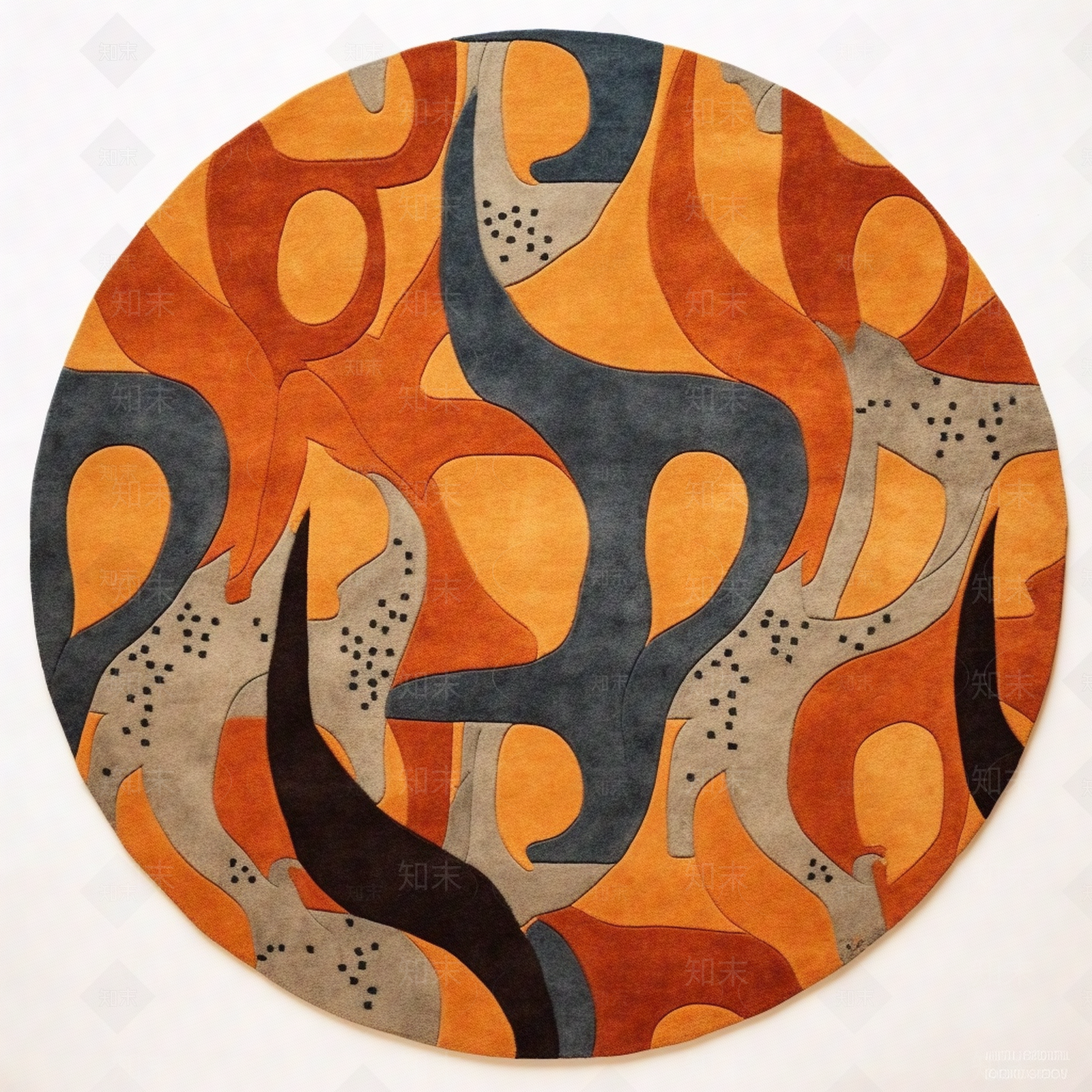 现代儿童圆形毛绒地毯贴图下载【ID:1151350913】