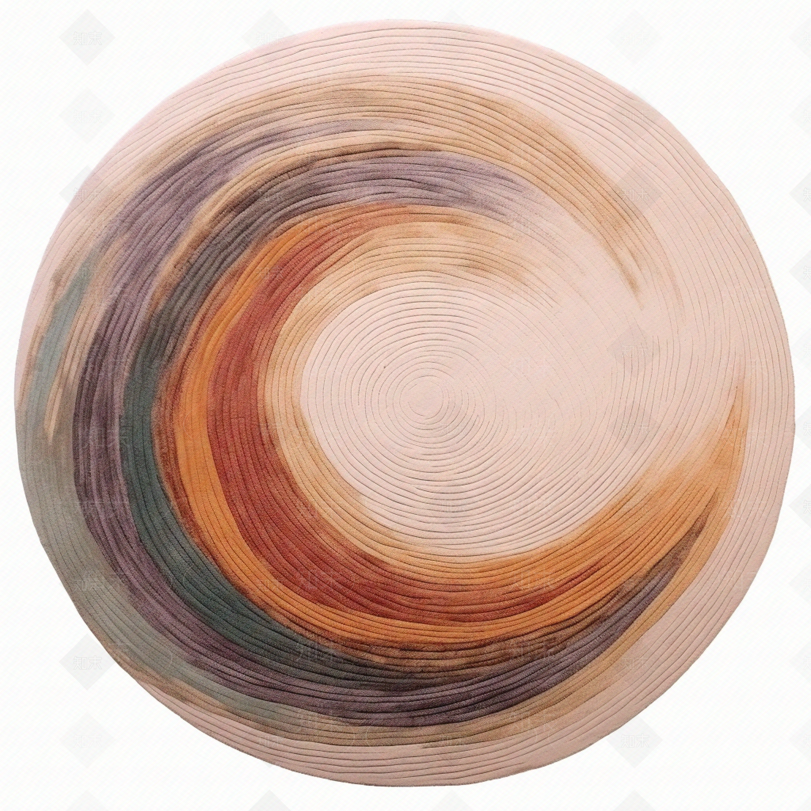 现代轻奢毛绒圆形地毯贴图下载【ID:1151352813】