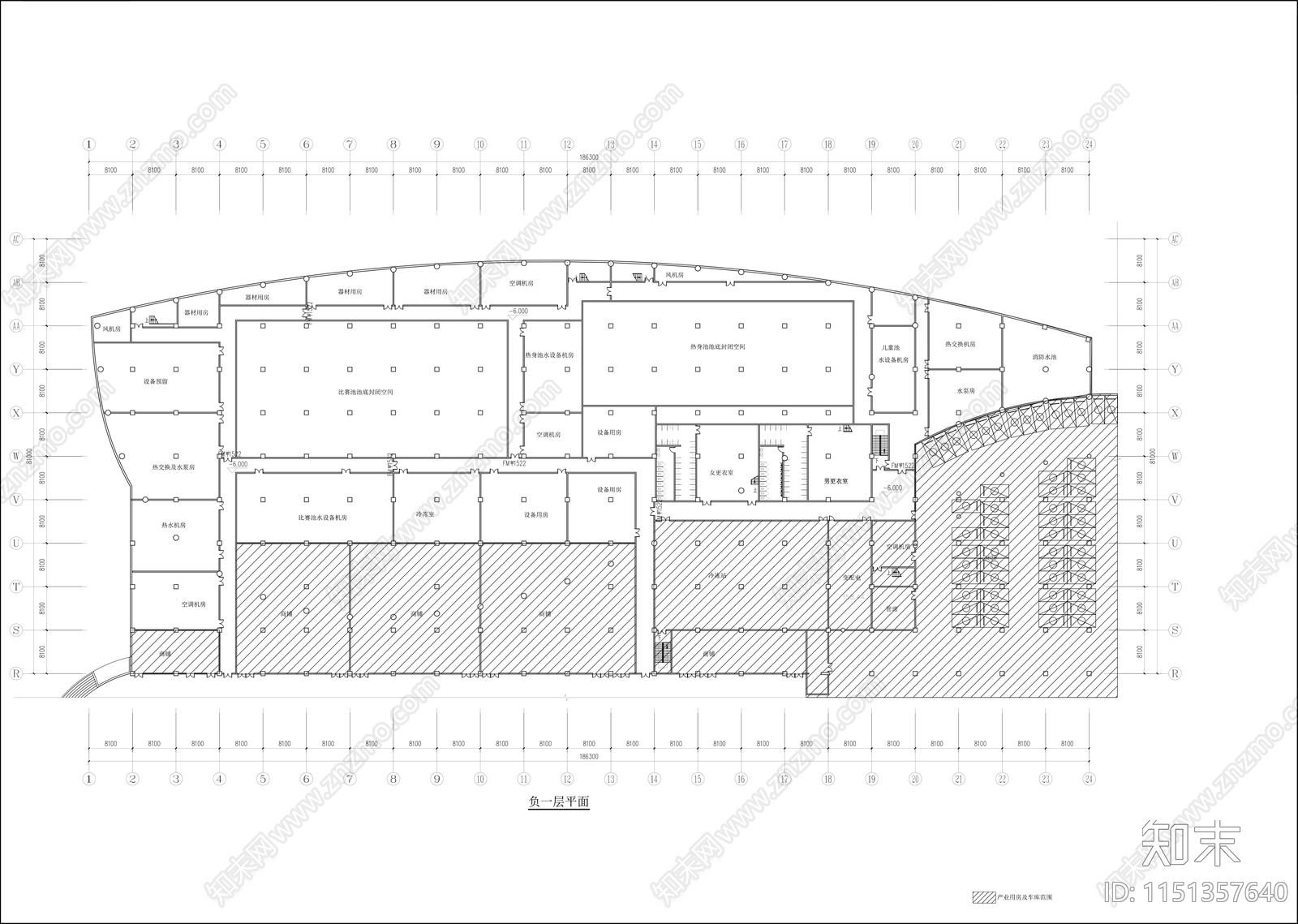游泳馆建筑cad施工图下载【ID:1151357640】