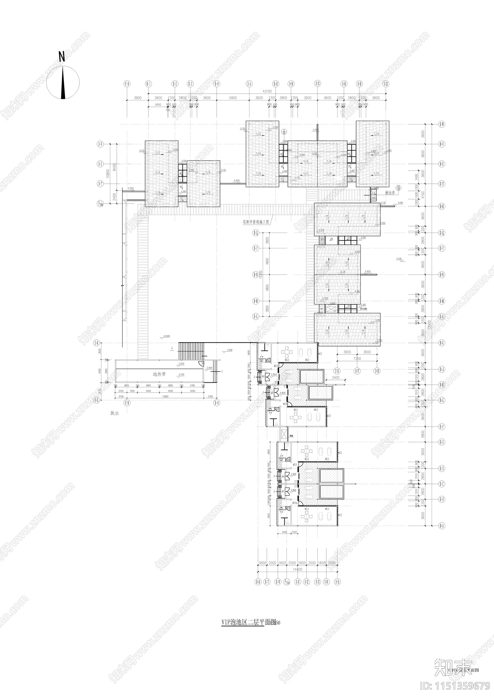 vip泡池区平cad施工图下载【ID:1151359679】