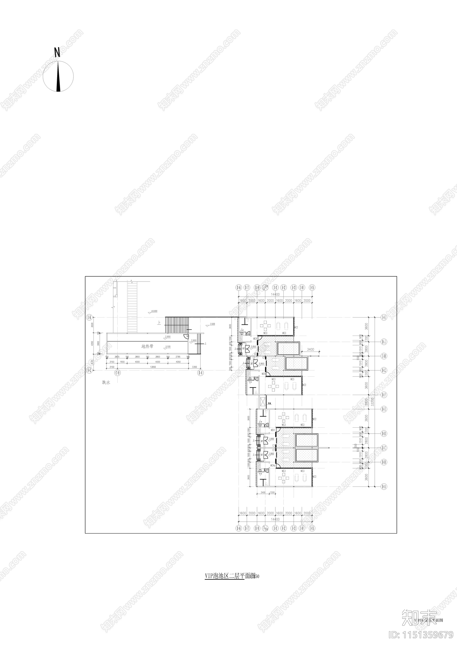 vip泡池区平cad施工图下载【ID:1151359679】