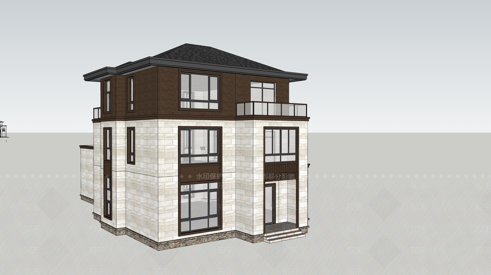 新中式农村小别墅SU模型下载【ID:1151359627】
