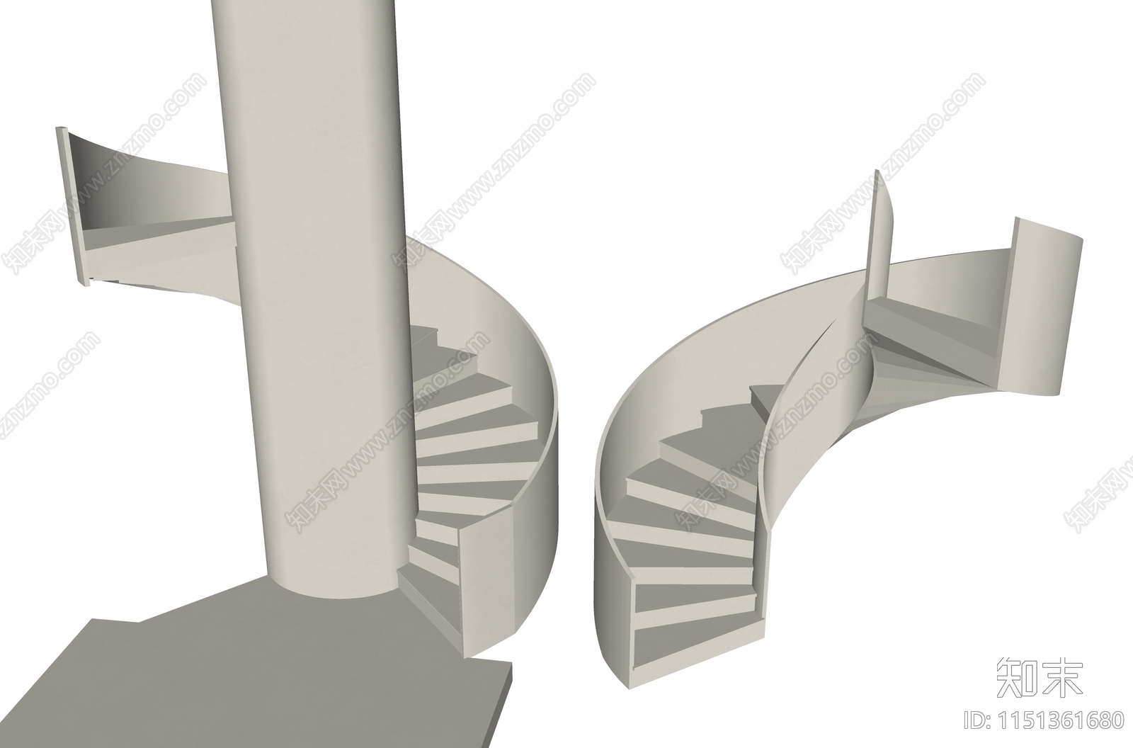 现代弧形扶手楼梯SU模型下载【ID:1151361680】
