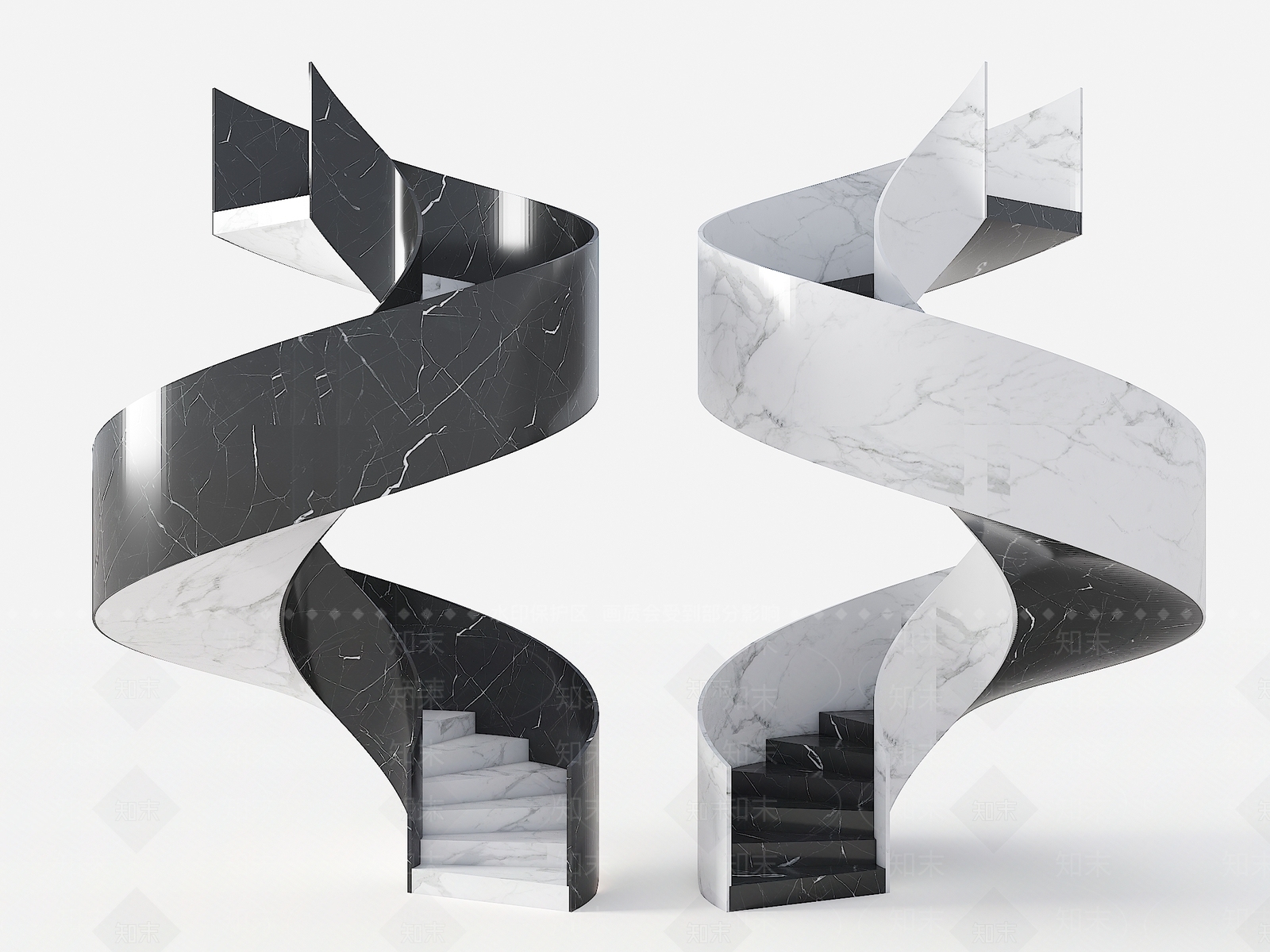 现代弧形扶手楼梯SU模型下载【ID:1151362395】