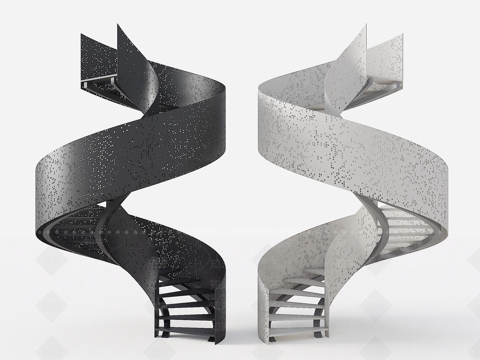 现代弧形扶手楼梯SU模型下载【ID:1151362378】