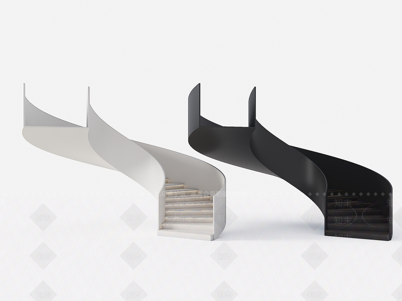 现代弧形扶手楼梯SU模型下载【ID:1151362837】