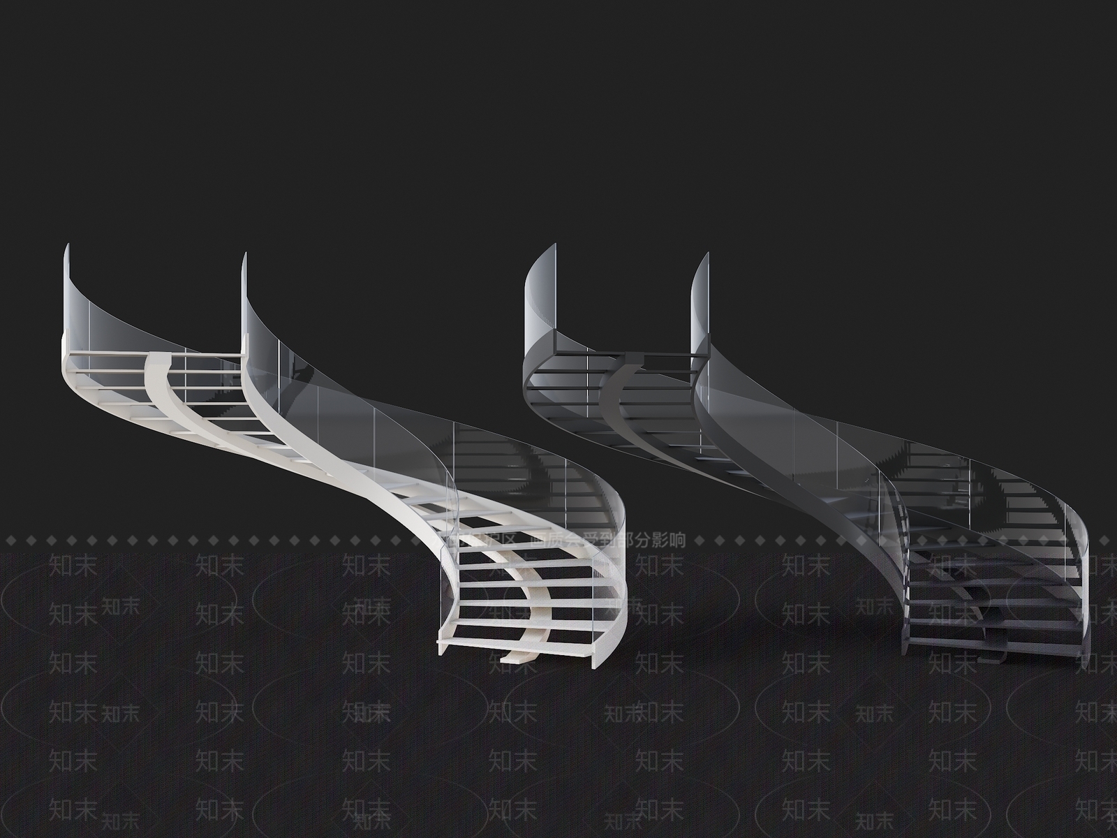 现代弧形扶手楼梯SU模型下载【ID:1151362921】
