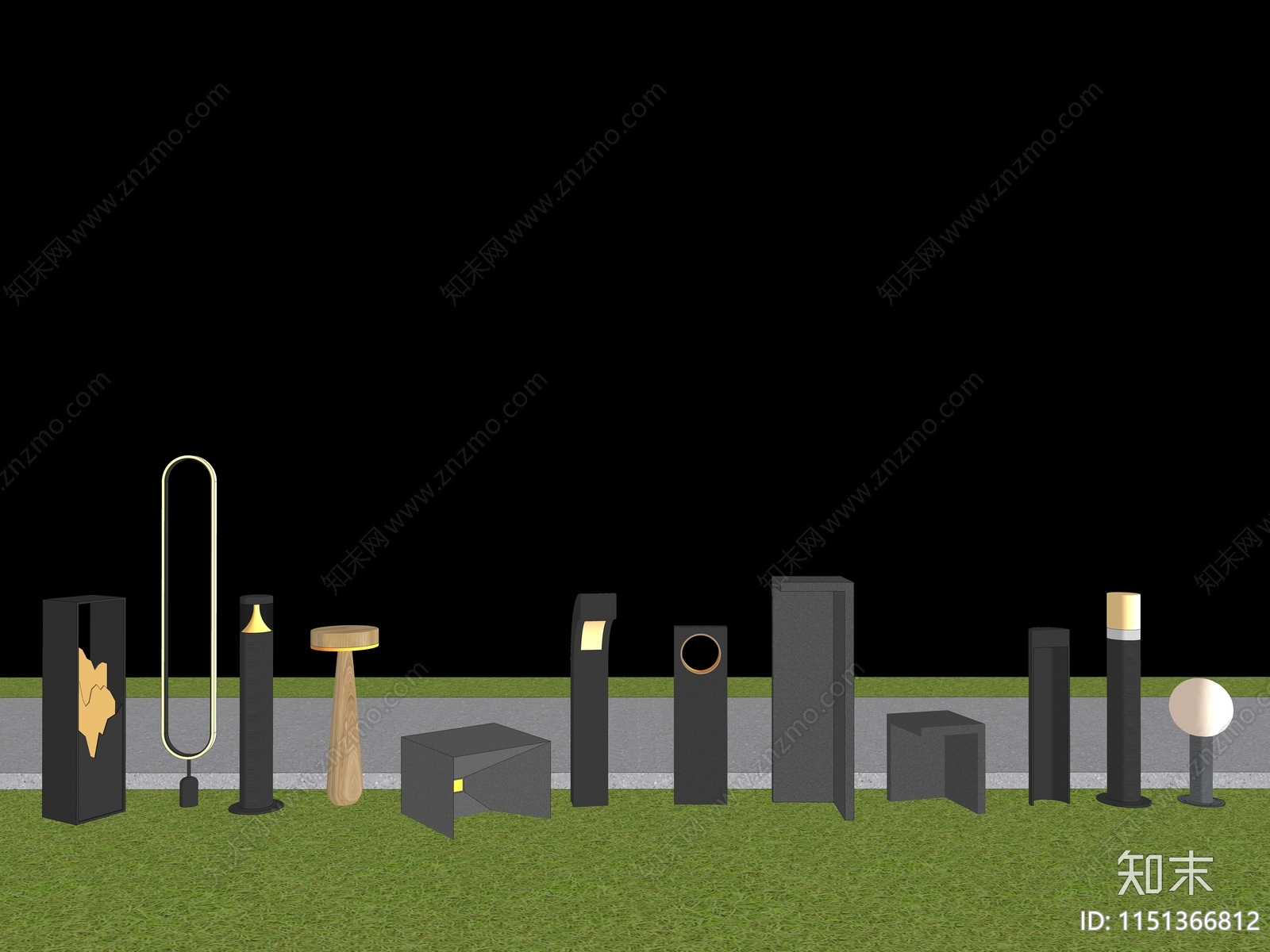 现代草坪灯SU模型下载【ID:1151366812】