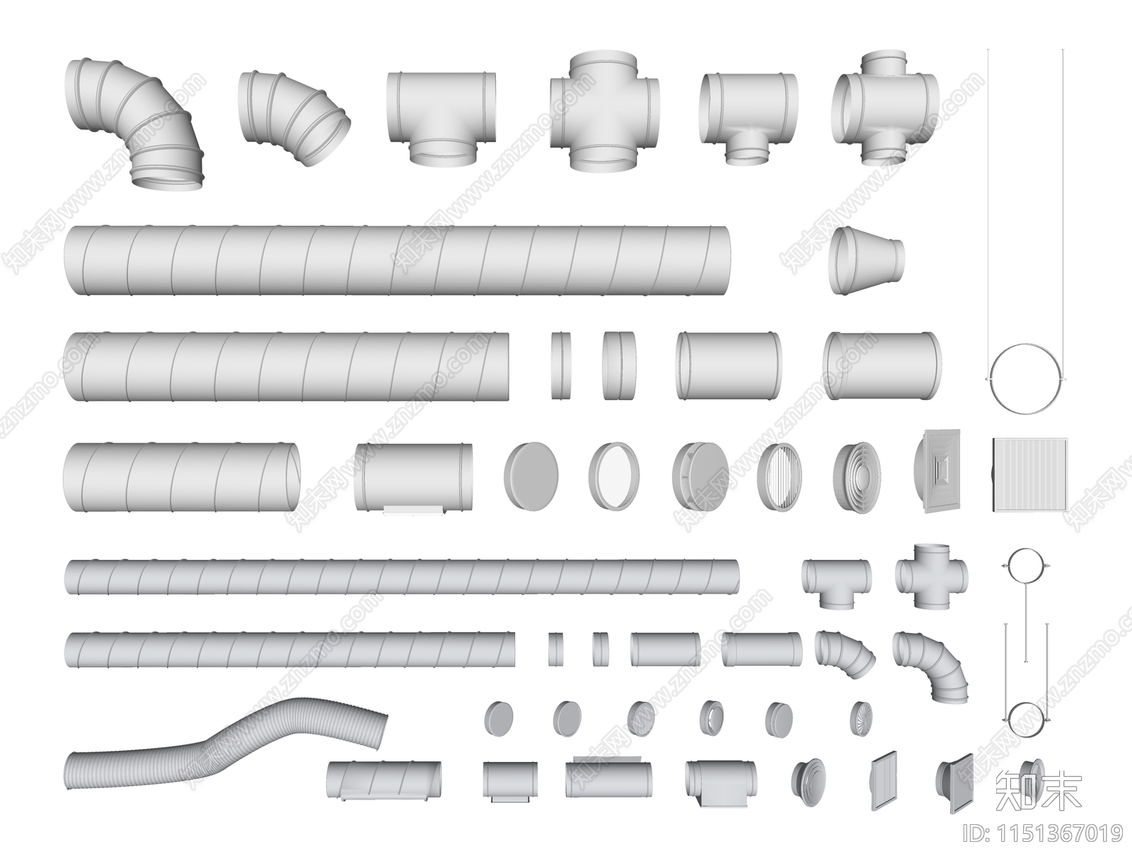 现代通风管道SU模型下载【ID:1151367019】
