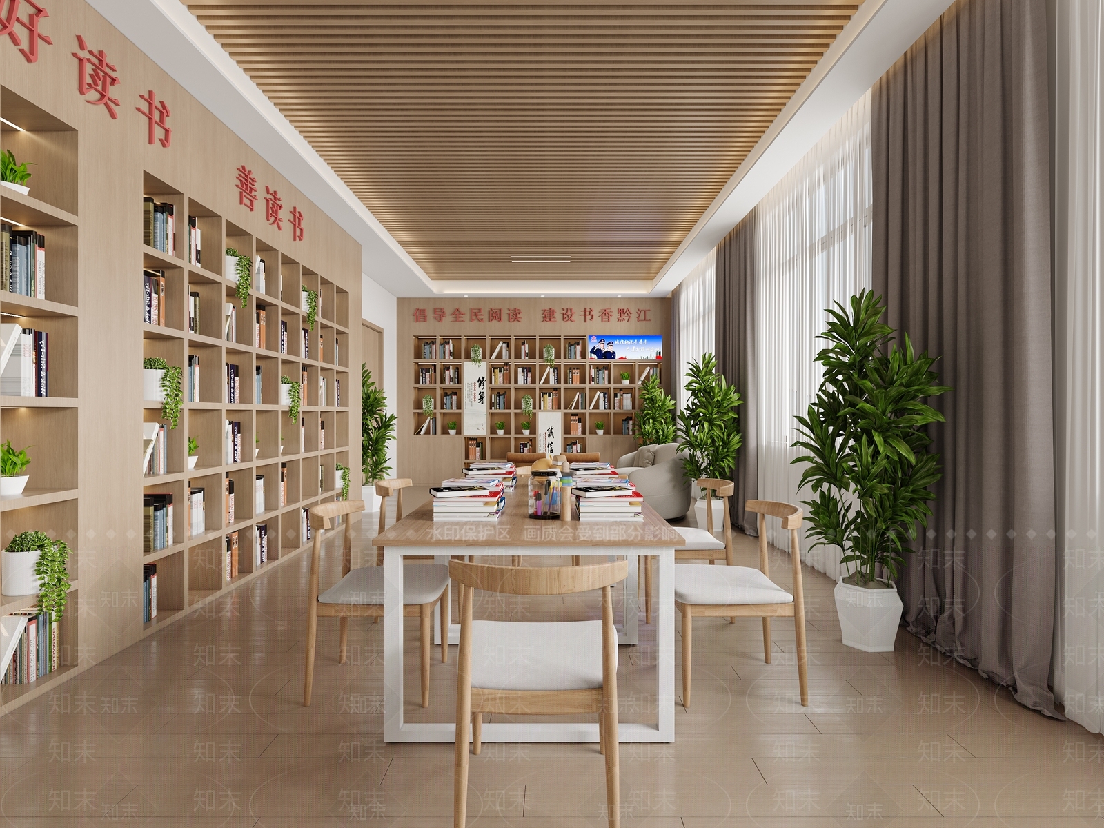 现代阅读室3D模型下载【ID:1151369107】