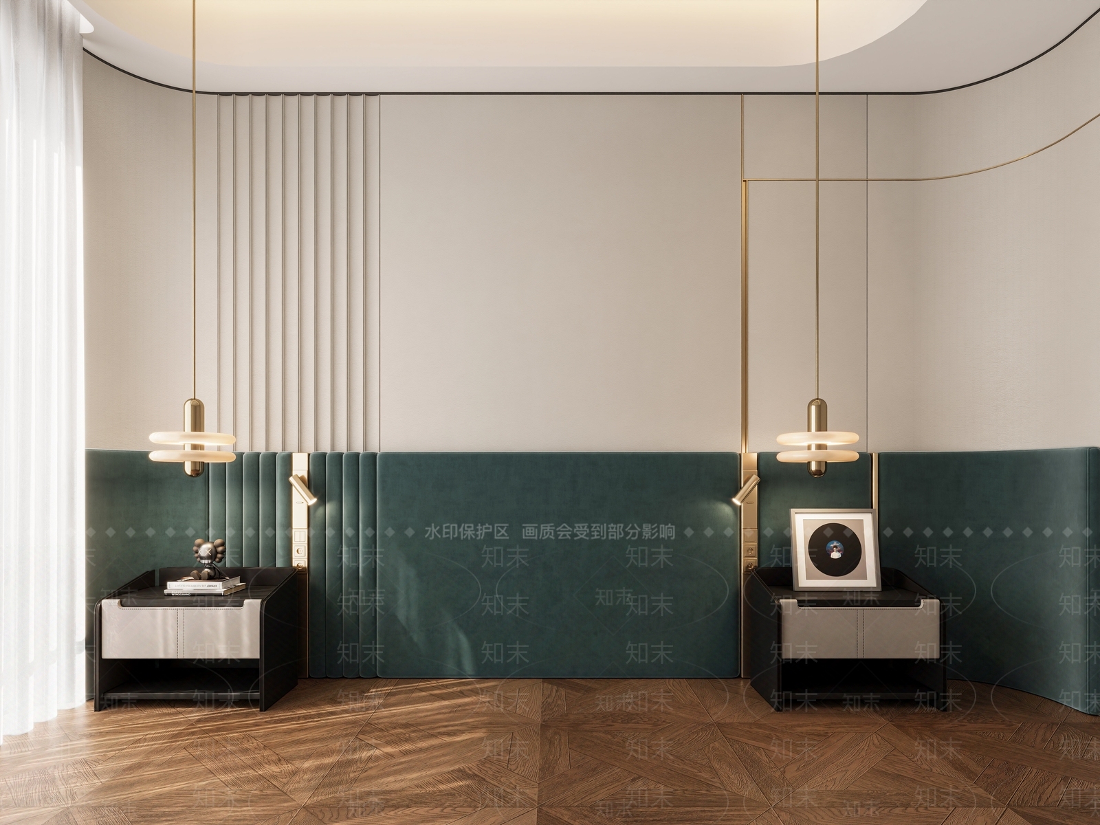 现代卧室背景墙3D模型下载【ID:1151370281】