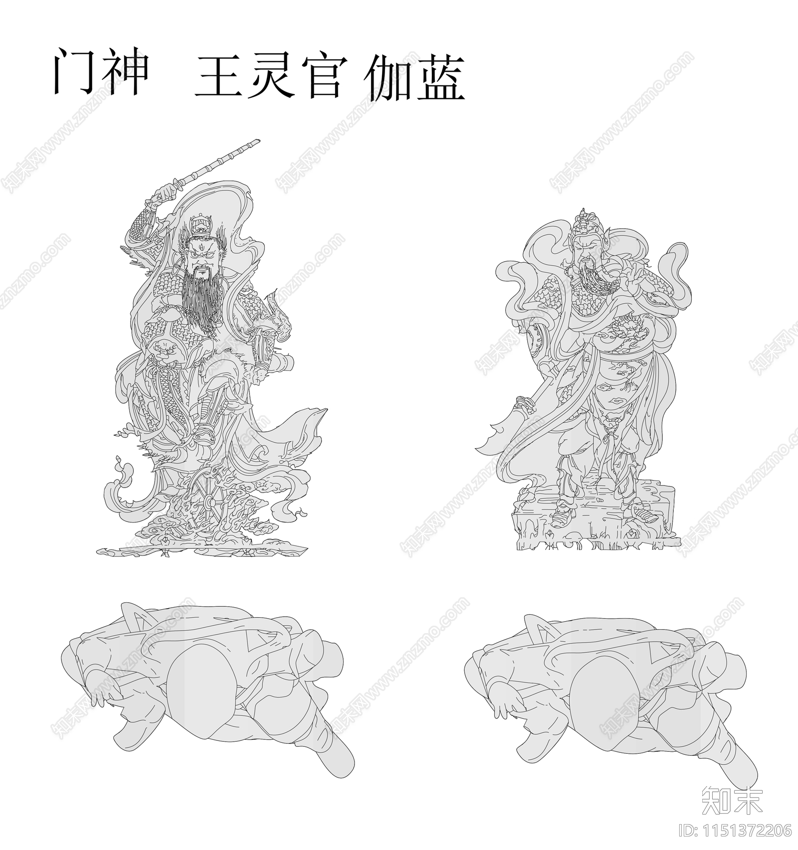 门神cad施工图下载【ID:1151372206】