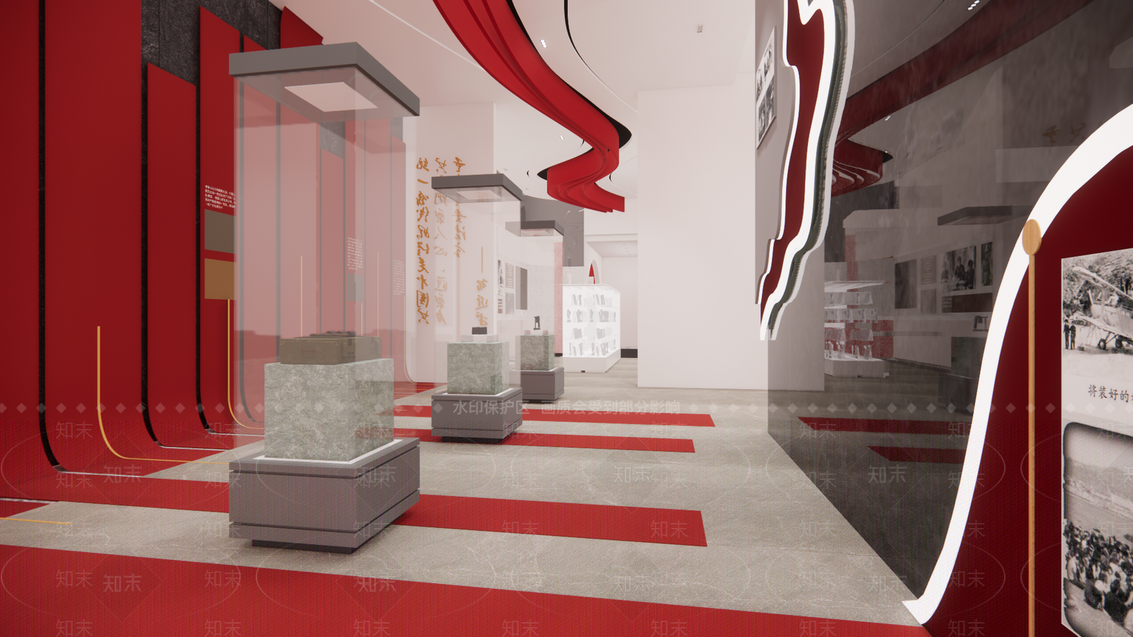 现代党建文化展厅SU模型下载【ID:1151391419】