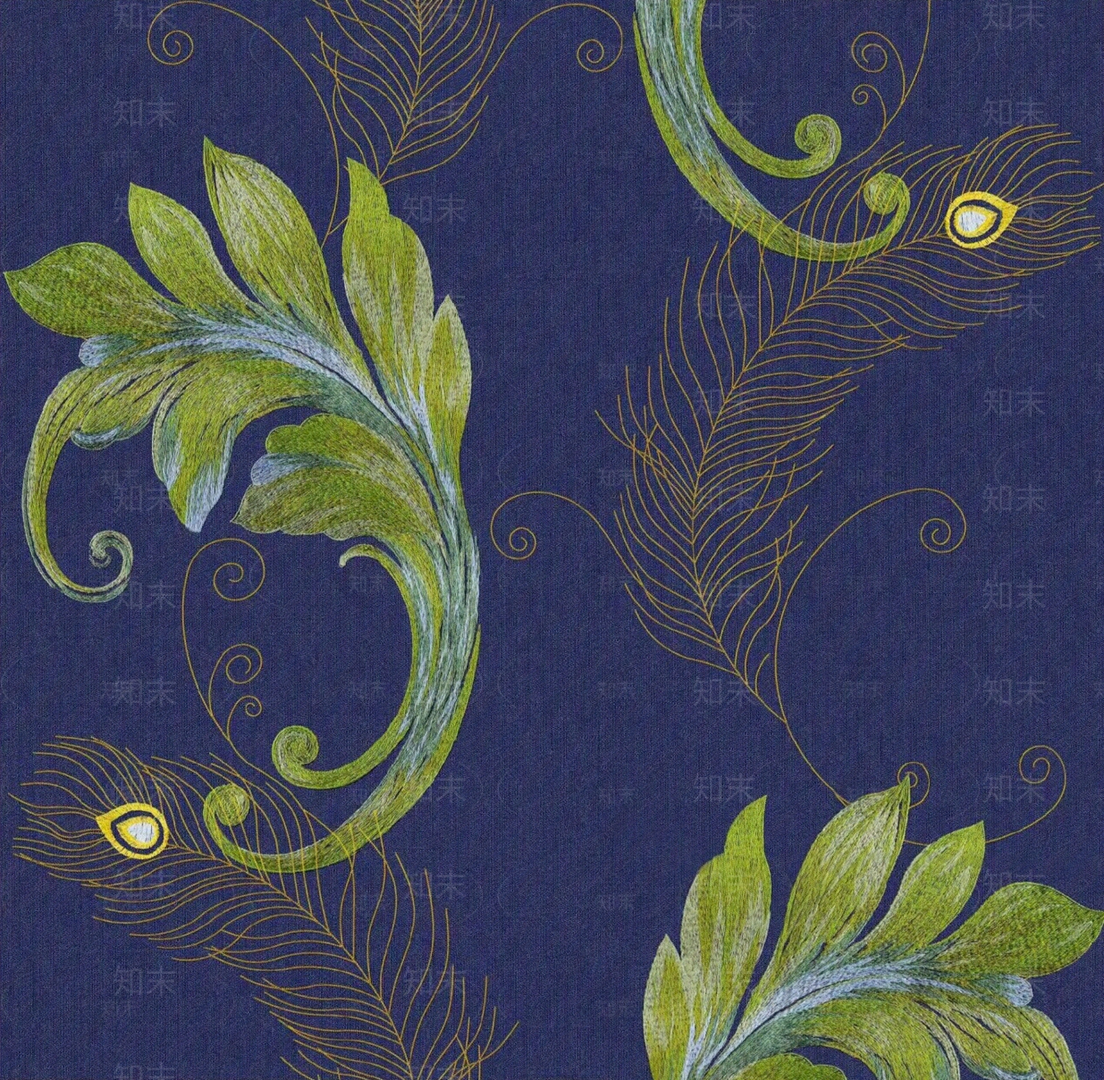 蓝色欧式碎花壁纸贴图下载【ID:1151392769】