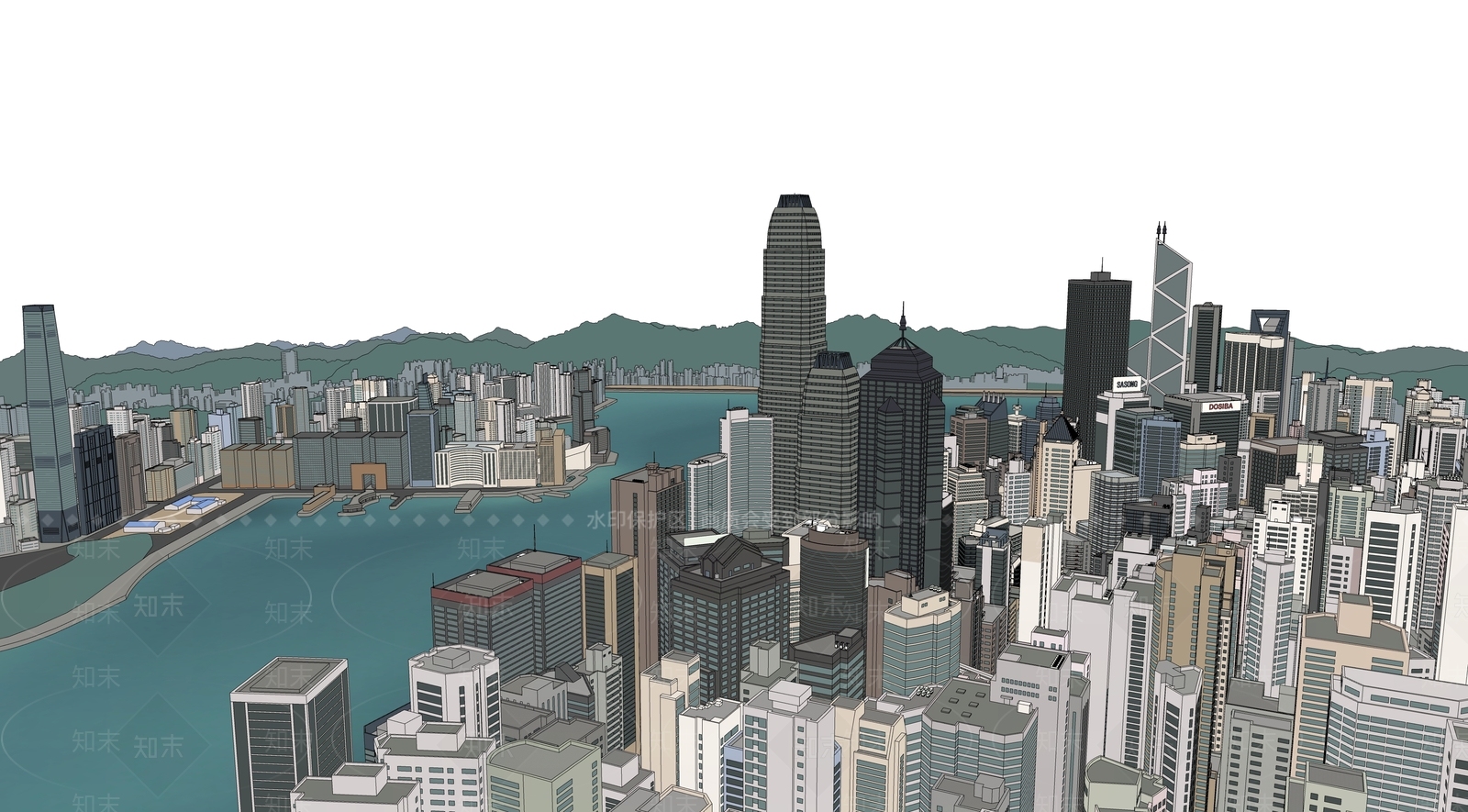 香港现代城市鸟瞰SU模型下载【ID:1151392891】
