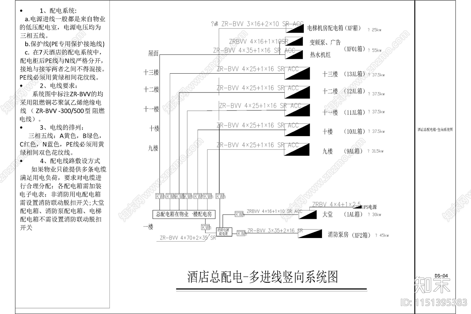 给排水系统施工图水电详图酒店宾馆公寓电气电路系统图施工图下载【ID:1151395383】