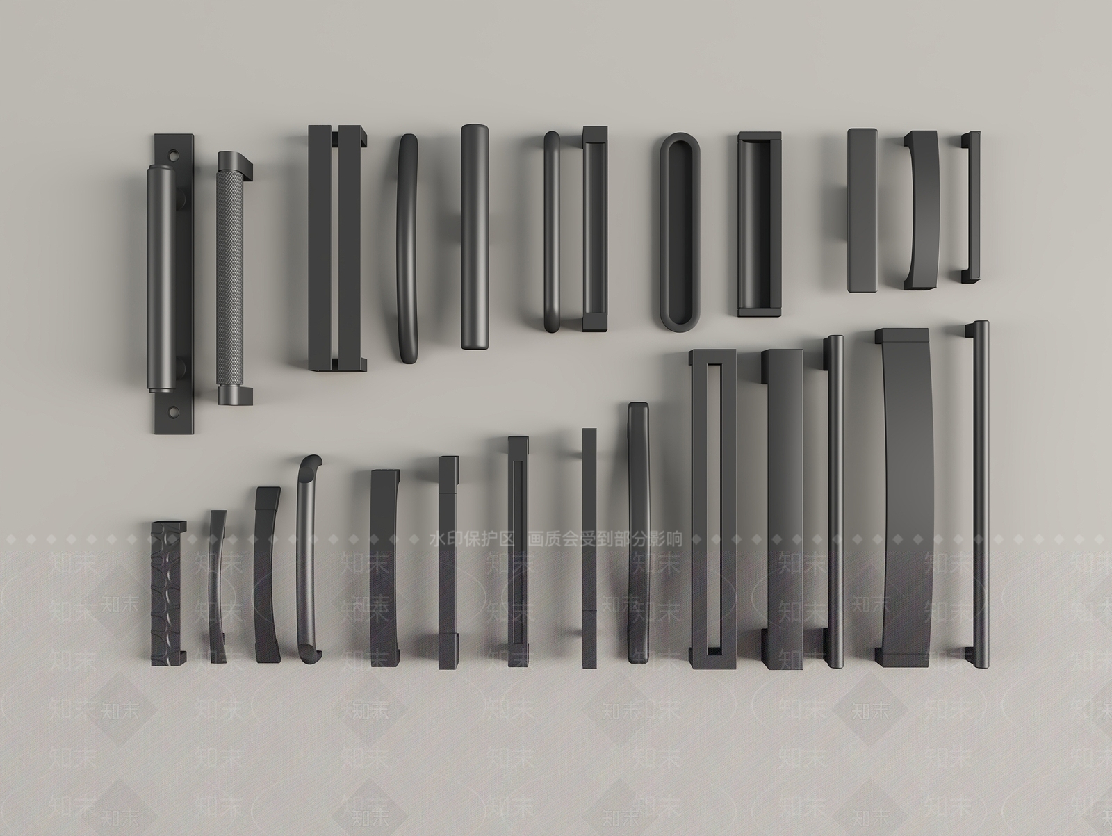 现代柜子拉手3D模型下载【ID:1151395404】