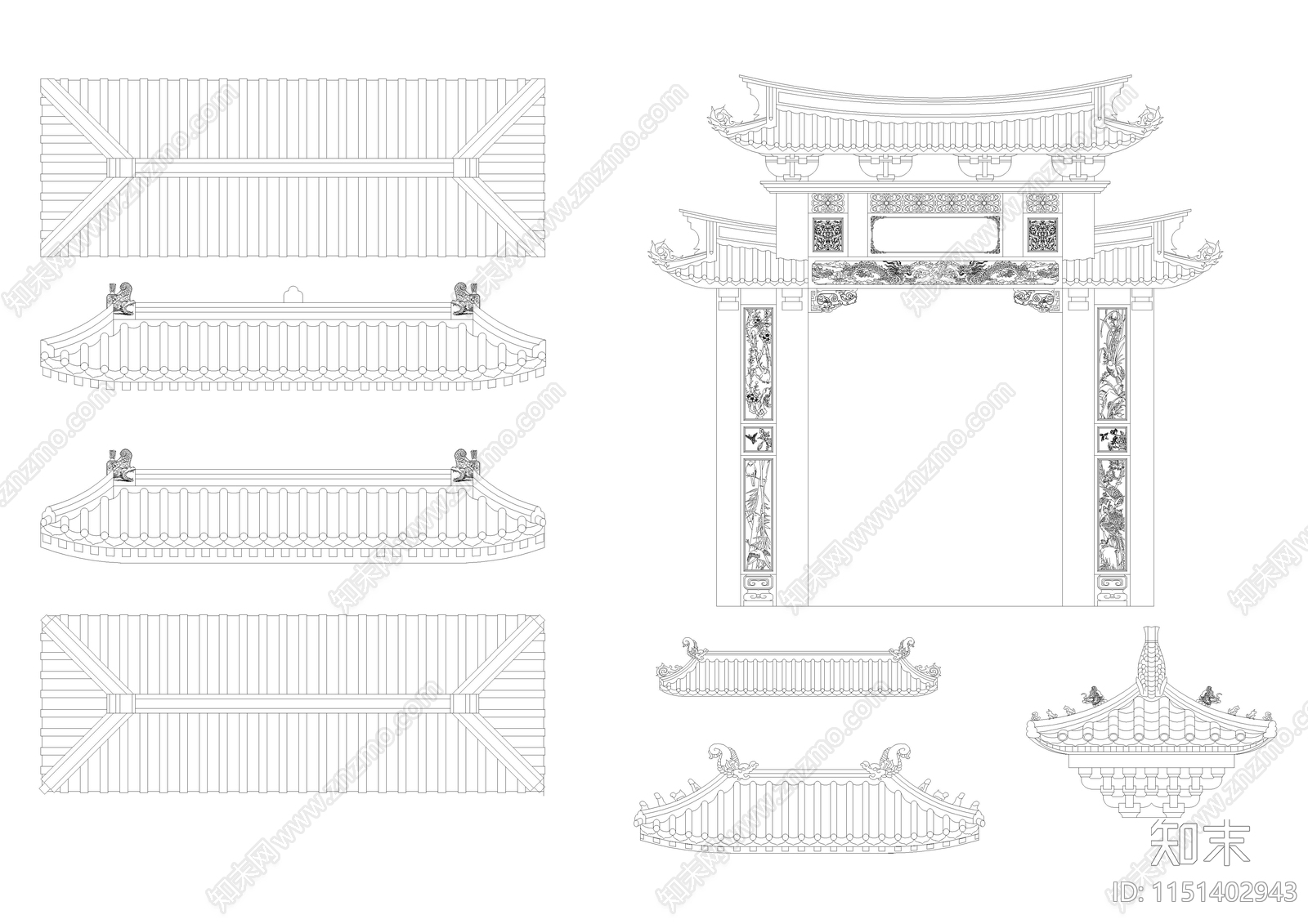 古建配件模型cad施工图下载【ID:1151402943】