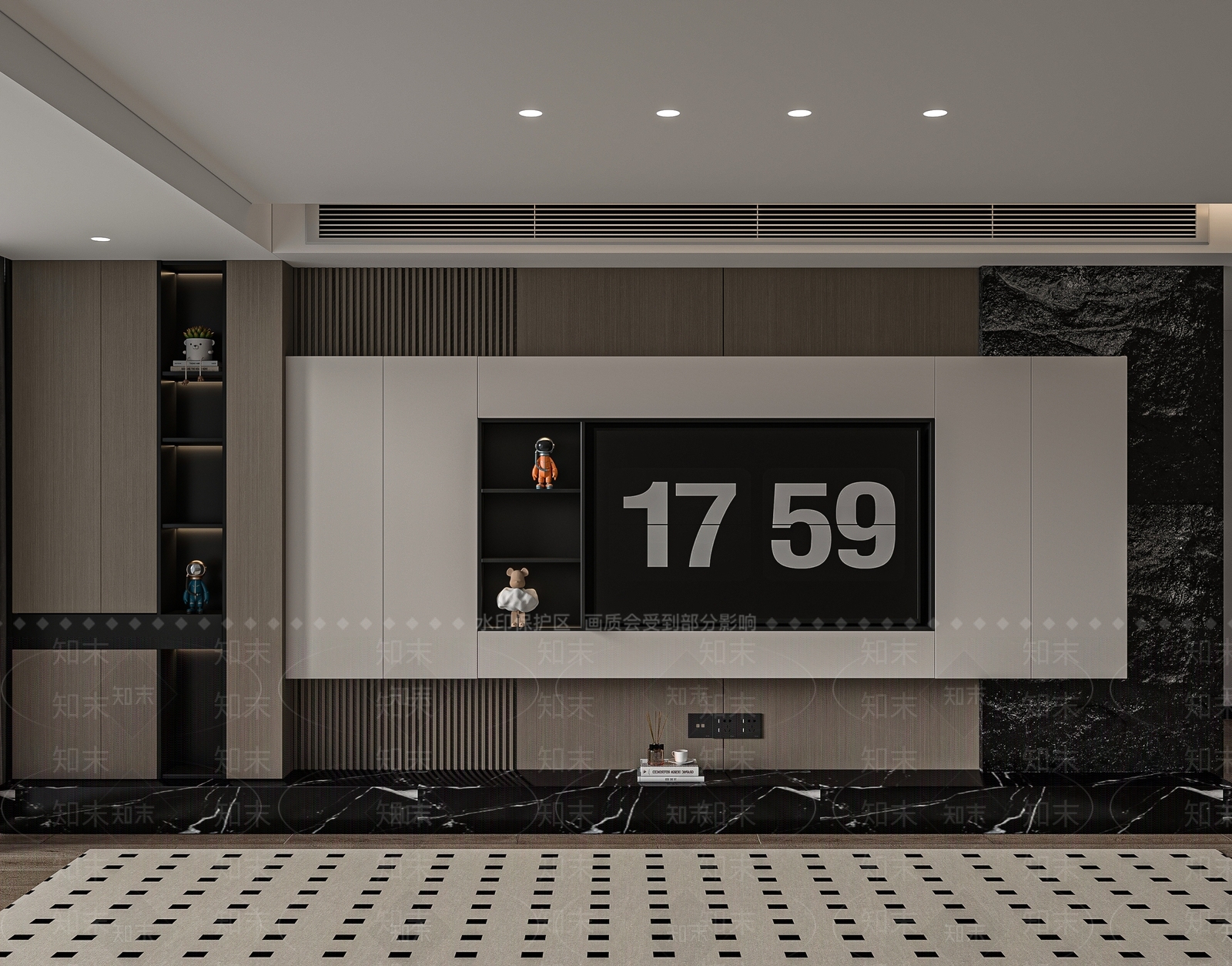 现代客厅电视墙3D模型下载【ID:1151403148】