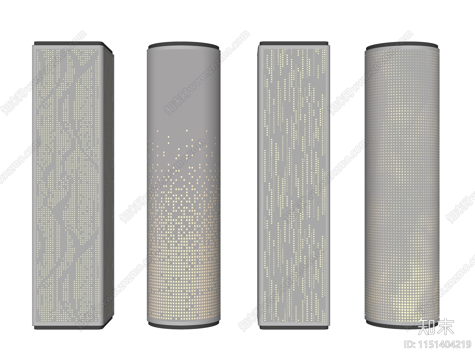 现代穿孔铝板发光柱SU模型下载【ID:1151404219】