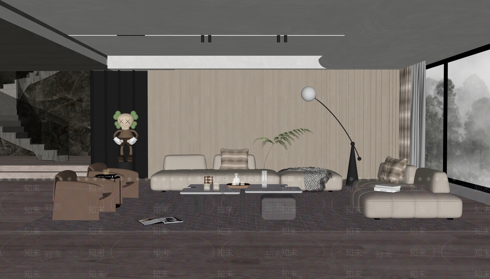 Minotti现代别墅客厅SU模型下载【ID:1151412209】