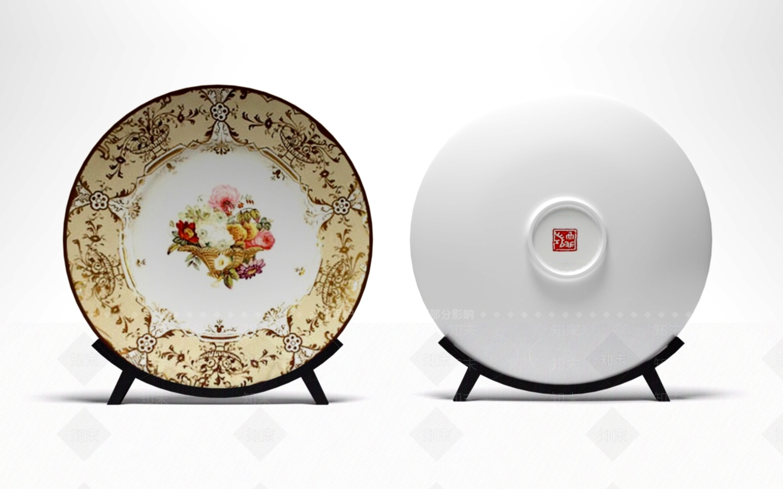 欧式古典盘子装饰摆件3D模型下载【ID:1151415028】