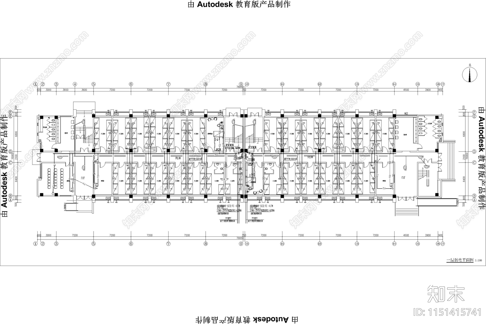 宿舍弱电智能化系统图电气强弱电cad施工图下载【ID:1151415741】