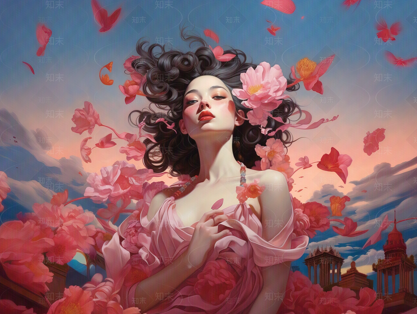 现代浪漫写实女性装饰画贴图下载【ID:1151416357】