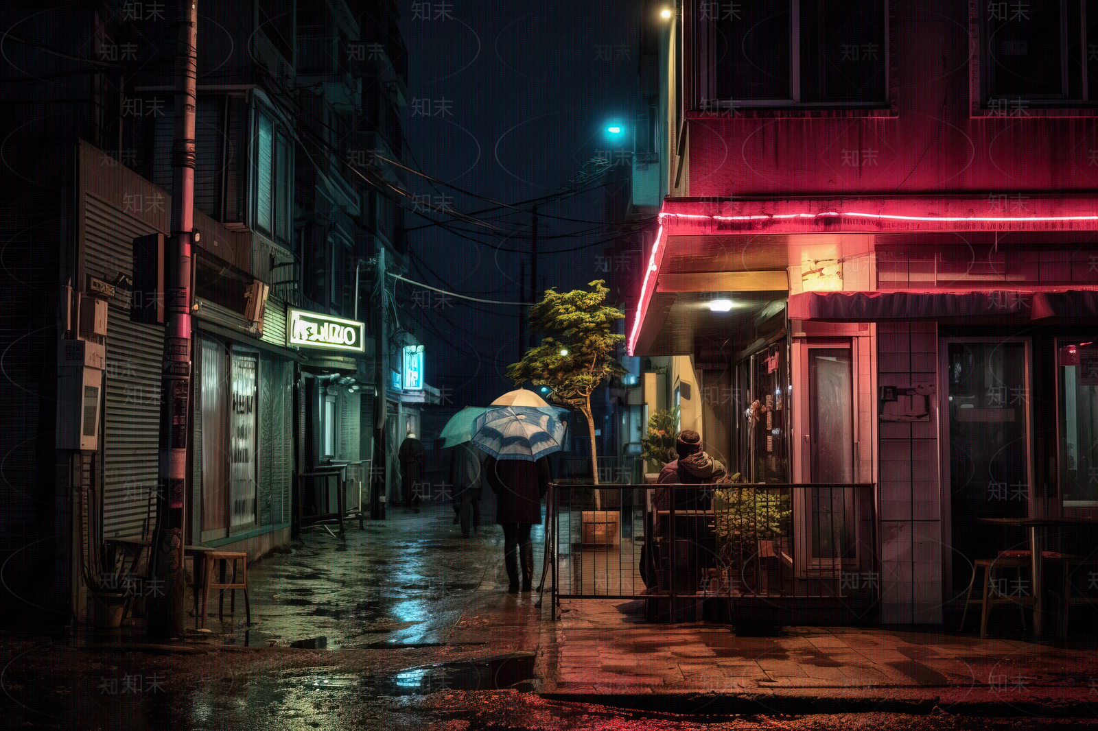 赛博朋克街道外景贴图下载【ID:1151419817】