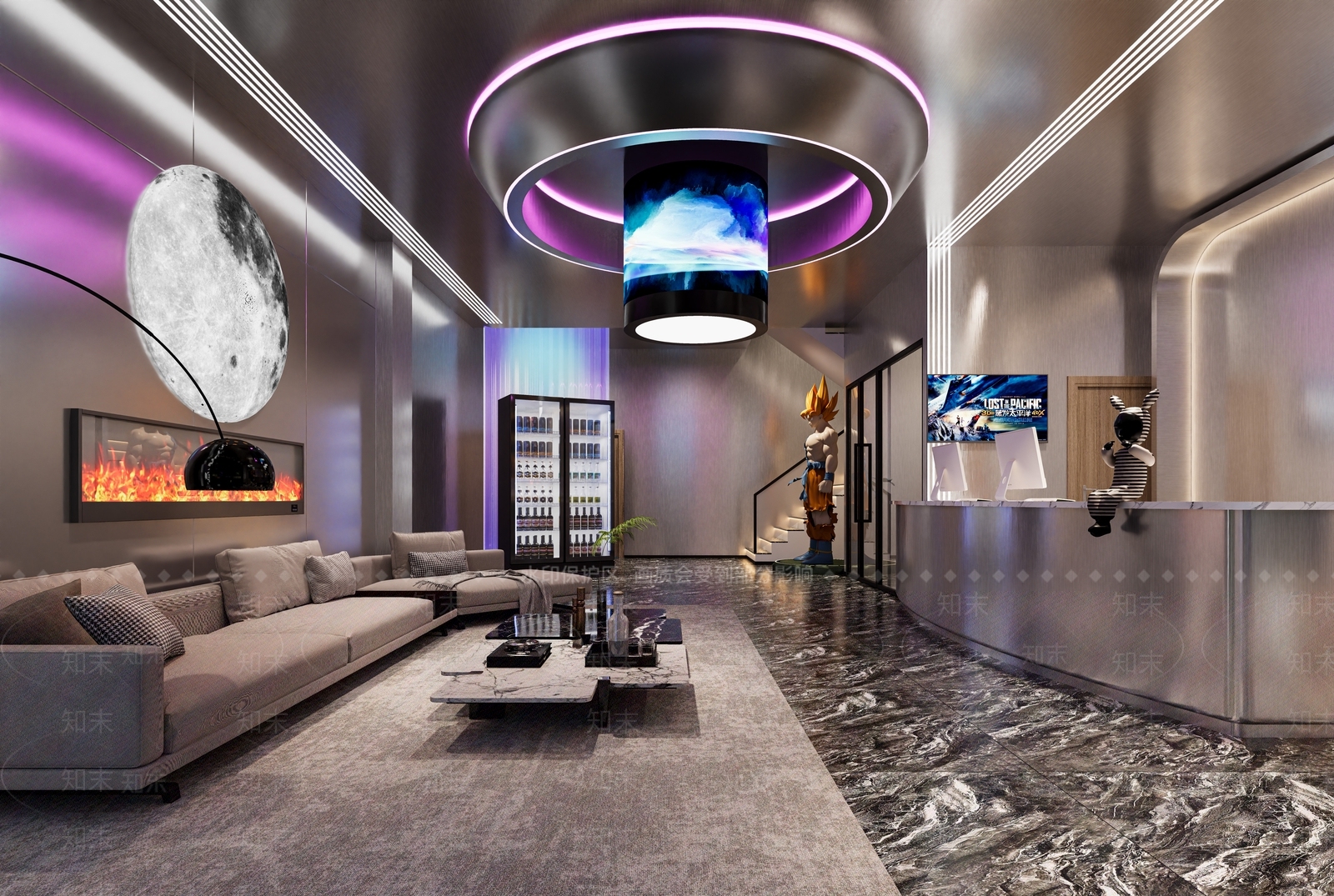 现代电竞酒店大厅3D模型下载【ID:1151426952】