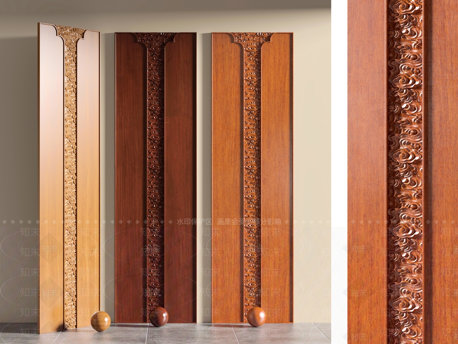 新中式祥云雕花护墙板3D模型下载【ID:1151482653】