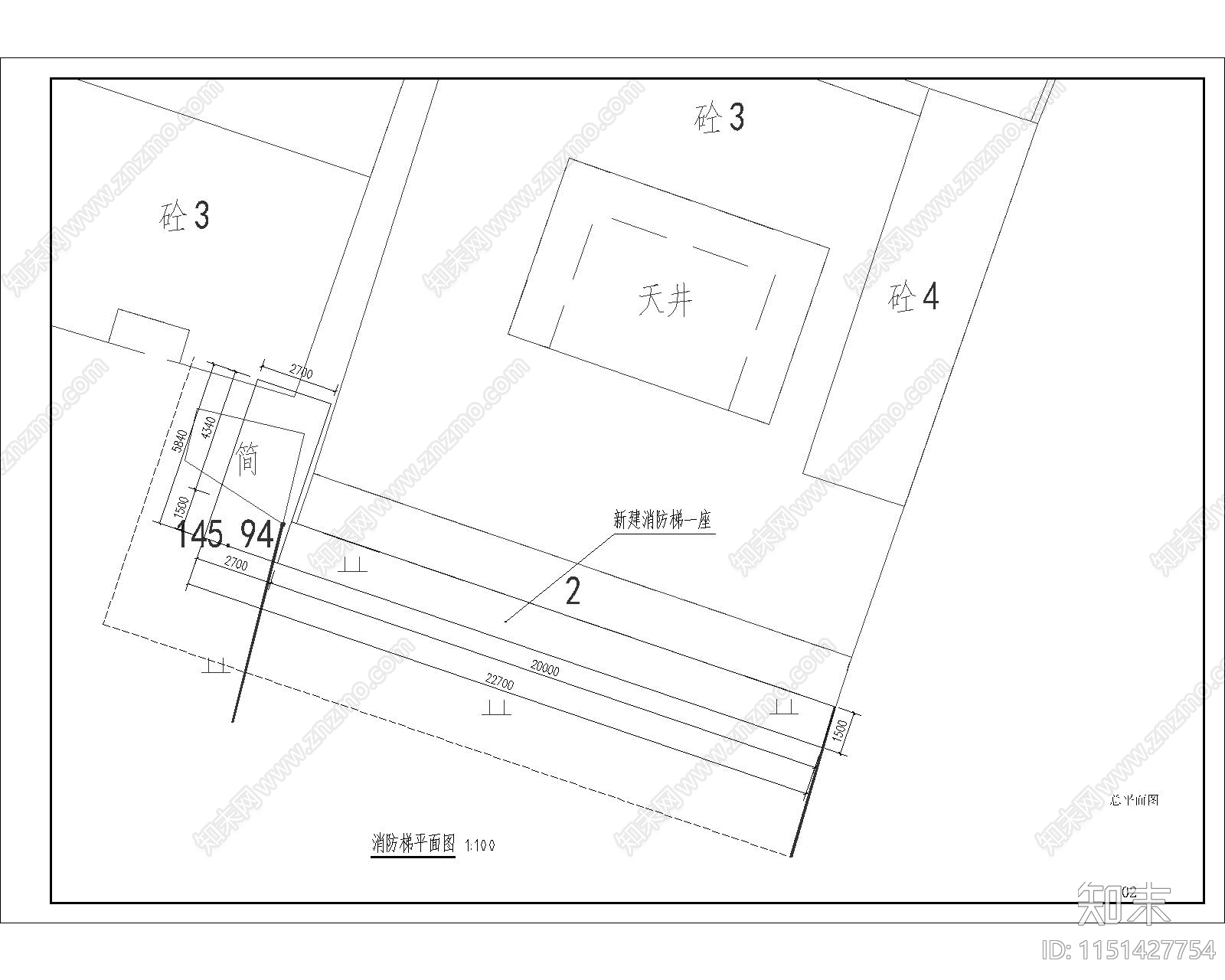 4层消防梯大样图cad施工图下载【ID:1151427754】