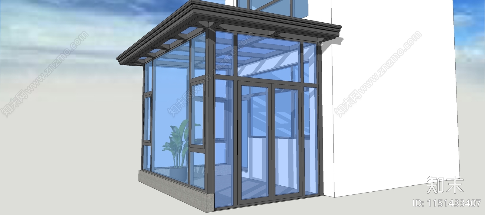 现代小院阳光房SU模型下载【ID:1151433407】