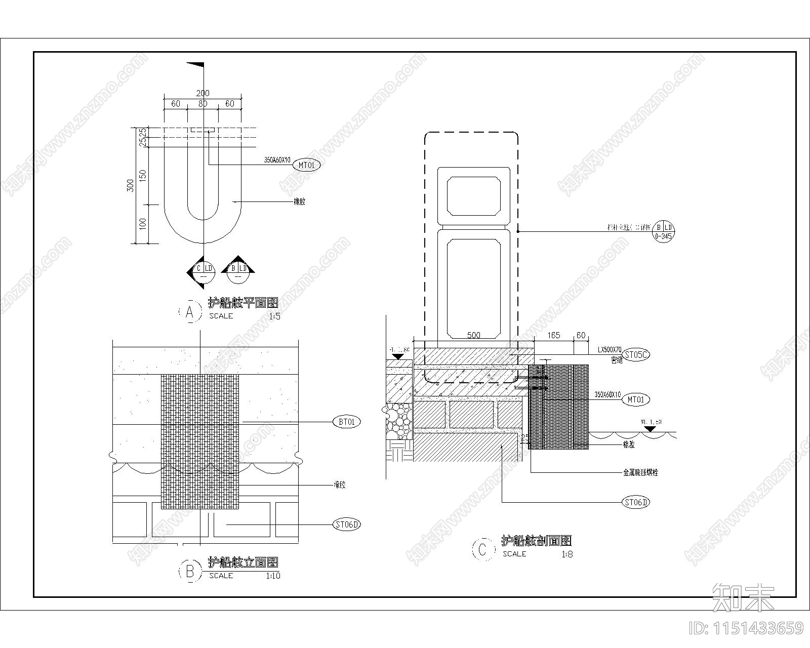 护船舷平面大样图施工图下载【ID:1151433659】
