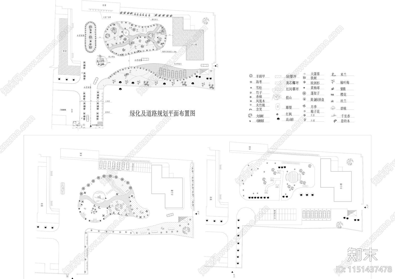 道路绿化景观平面cad施工图下载【ID:1151437478】