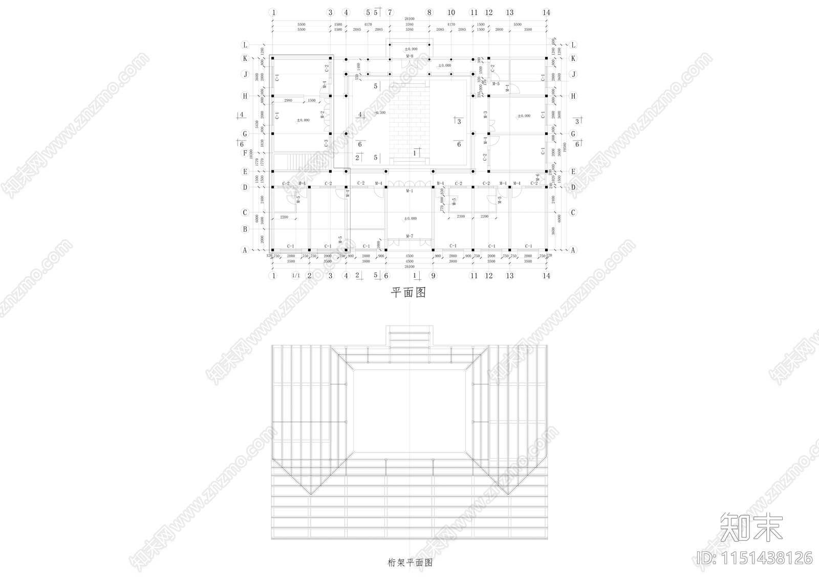 四合院建筑cad施工图下载【ID:1151438126】