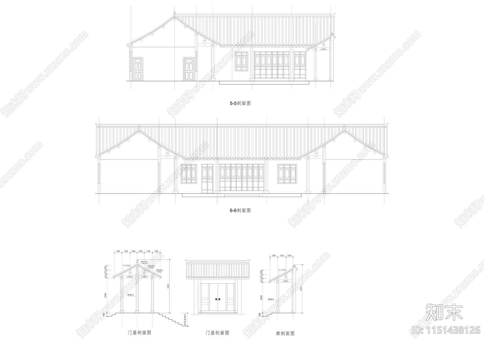 四合院建筑cad施工图下载【ID:1151438126】