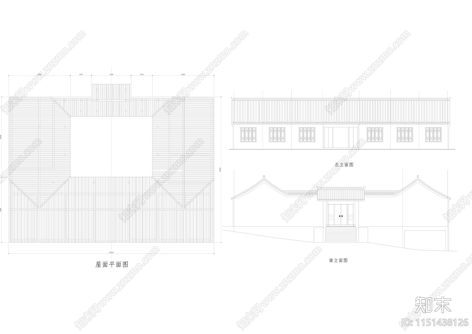 四合院建筑cad施工图下载【ID:1151438126】