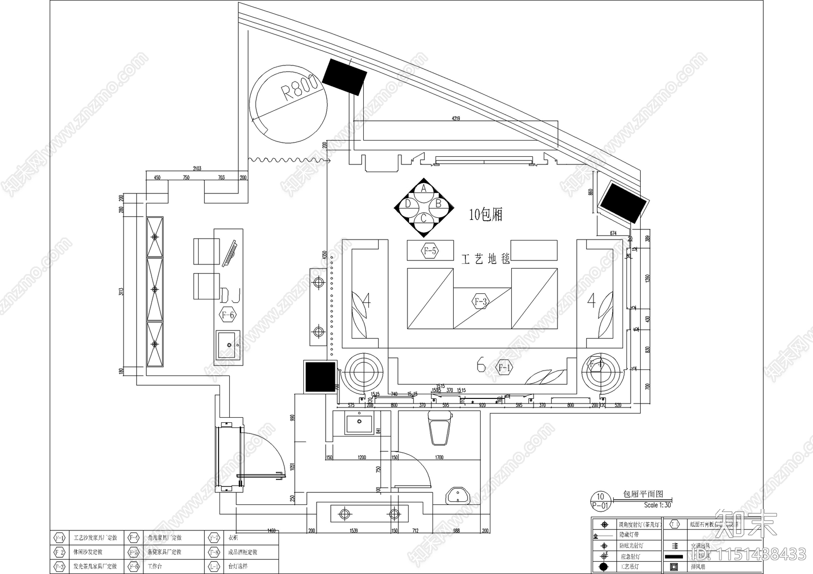 某私人会所KTV室内设计cad施工图下载【ID:1151438433】