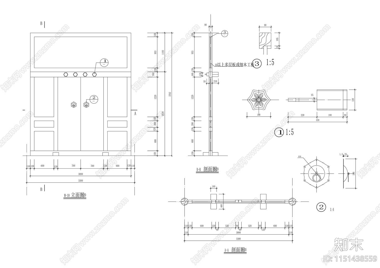 中国古建四合院cad施工图下载【ID:1151438559】