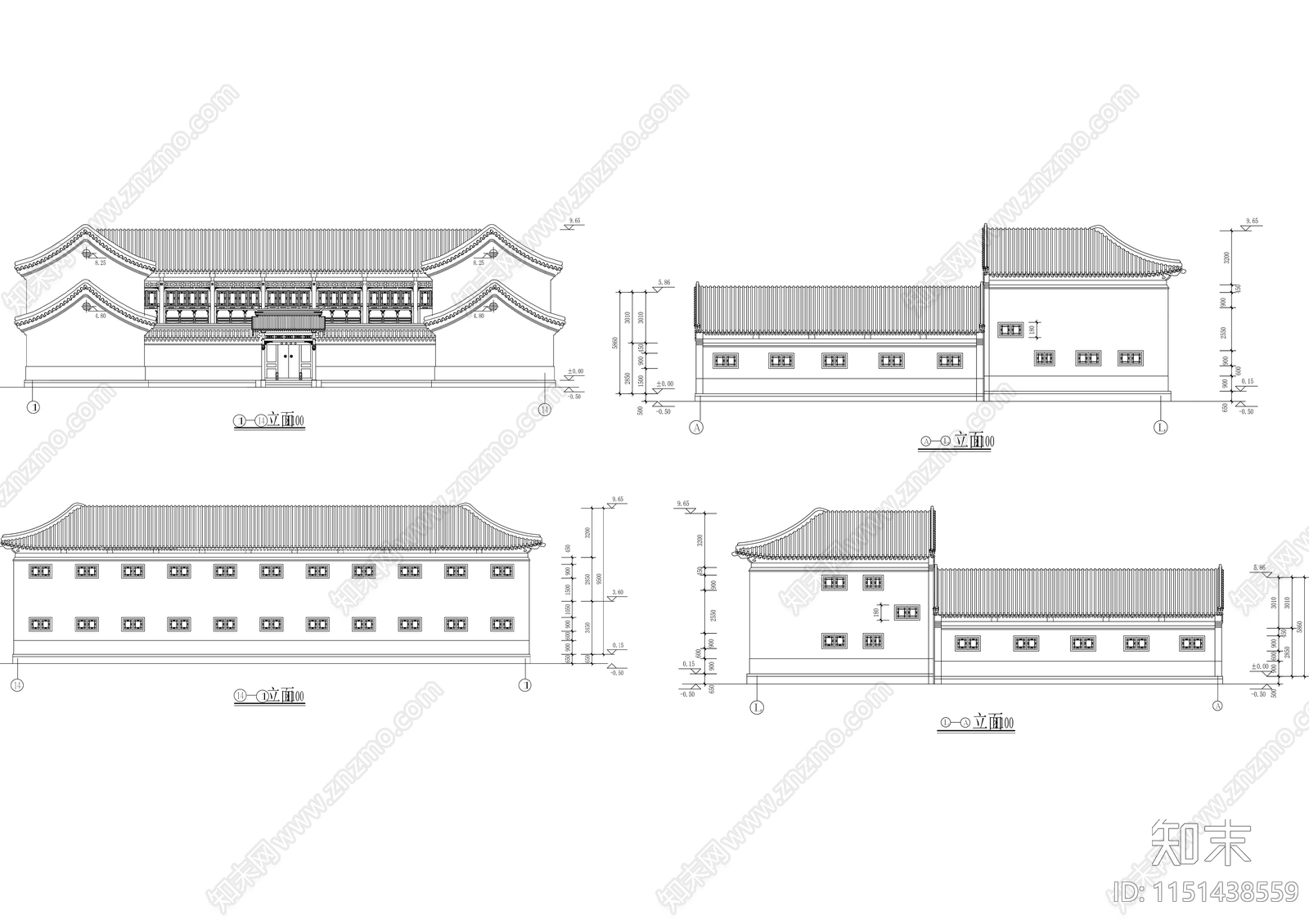 中国古建四合院cad施工图下载【ID:1151438559】