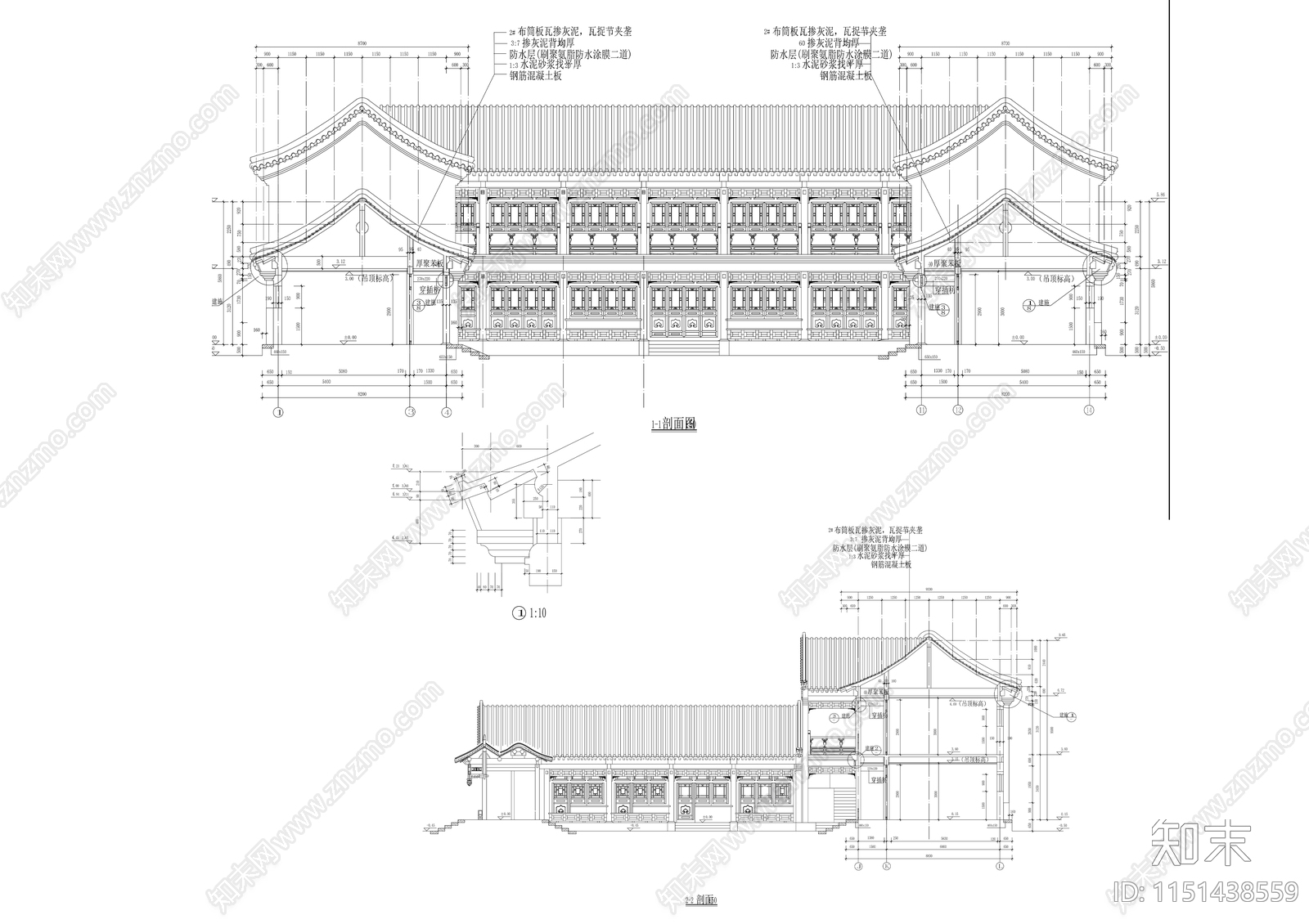 中国古建四合院cad施工图下载【ID:1151438559】