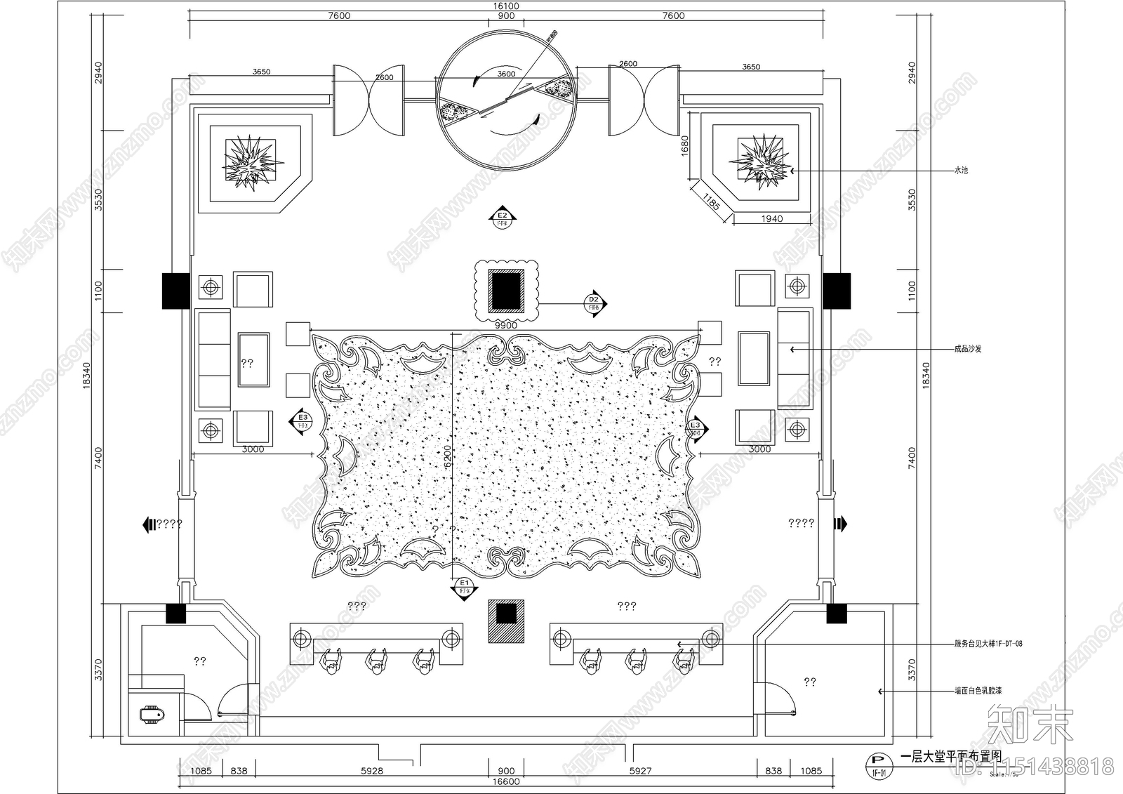 水立方水疗会所cad施工图下载【ID:1151438818】