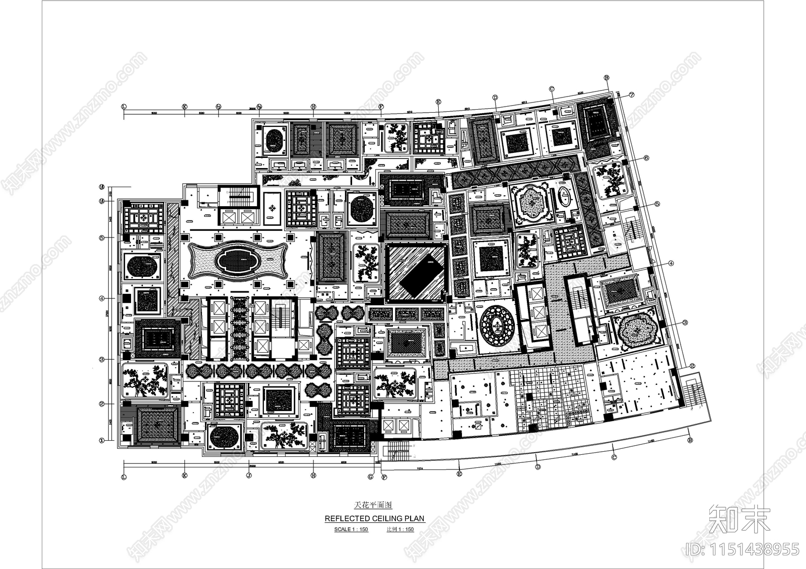 海滨大酒店金豪国际会所cad施工图下载【ID:1151438955】
