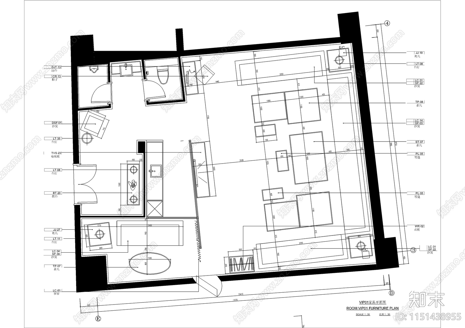 海滨大酒店金豪国际会所cad施工图下载【ID:1151438955】