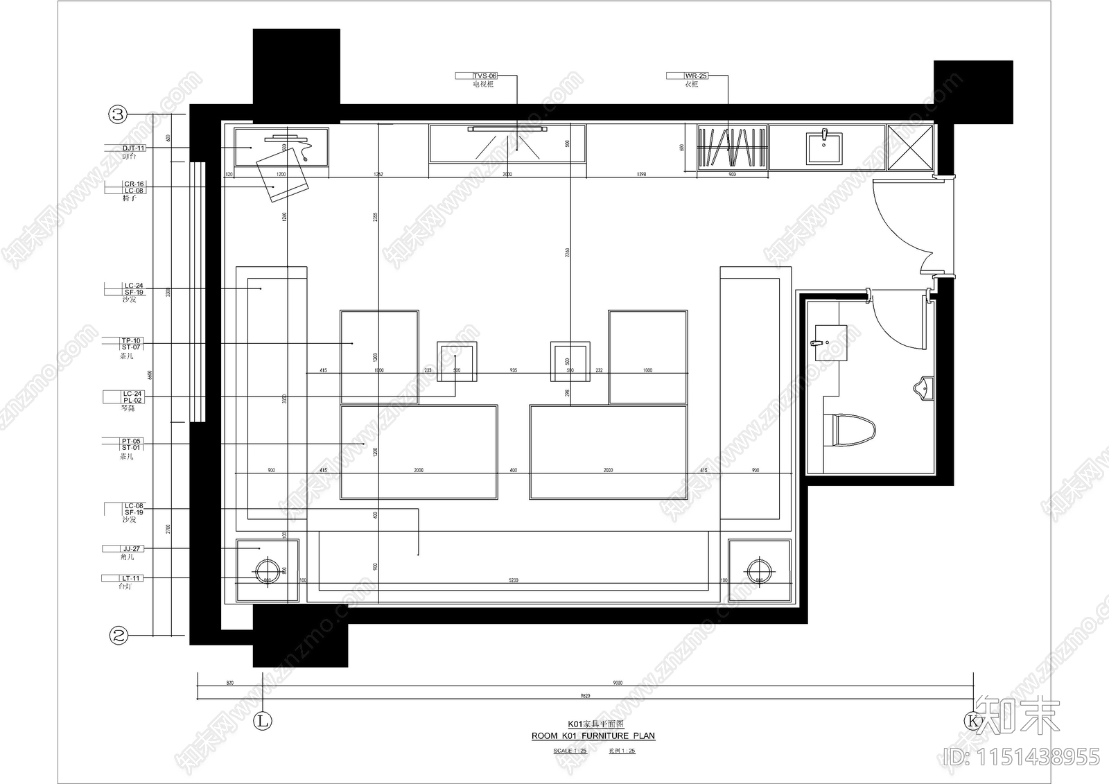 海滨大酒店金豪国际会所cad施工图下载【ID:1151438955】