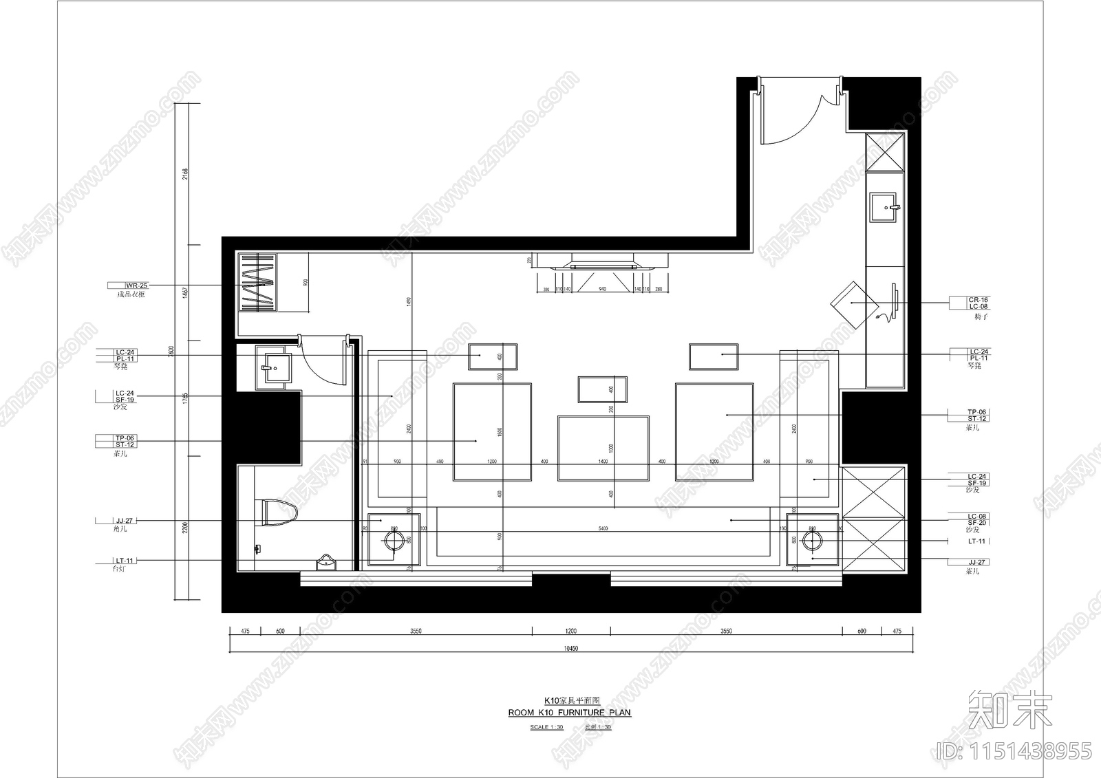 海滨大酒店金豪国际会所cad施工图下载【ID:1151438955】