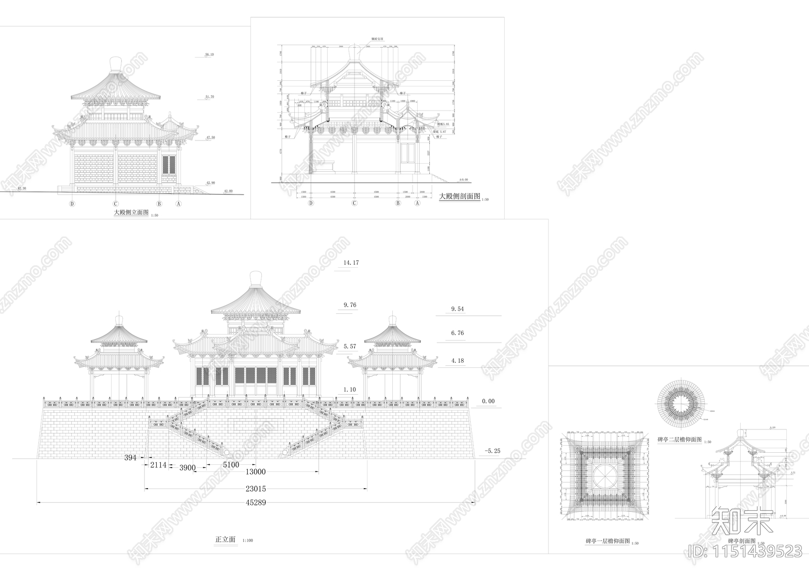 碑亭cad施工图下载【ID:1151439523】