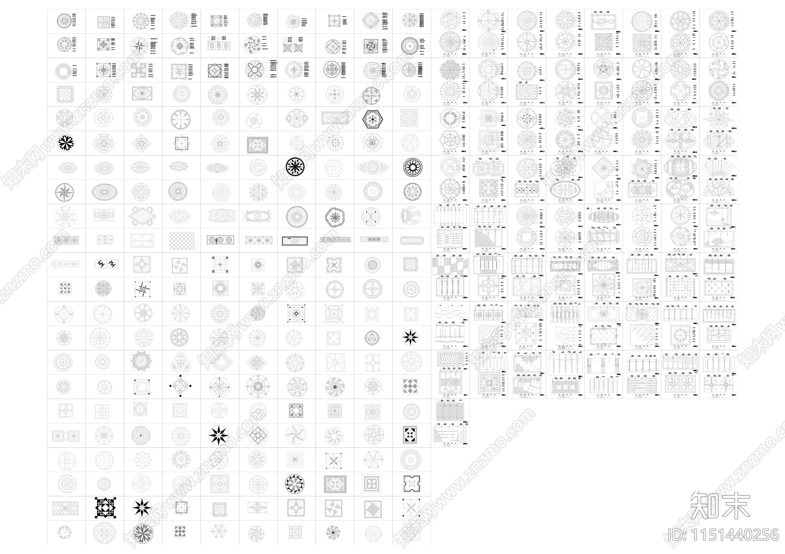 地面拼花图案cad施工图下载【ID:1151440256】